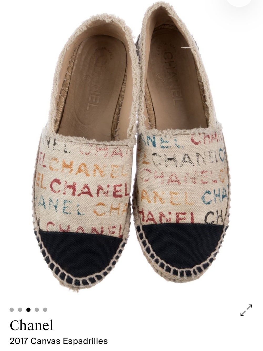 CHANEL logo espadrille - size 7 excellent condition!